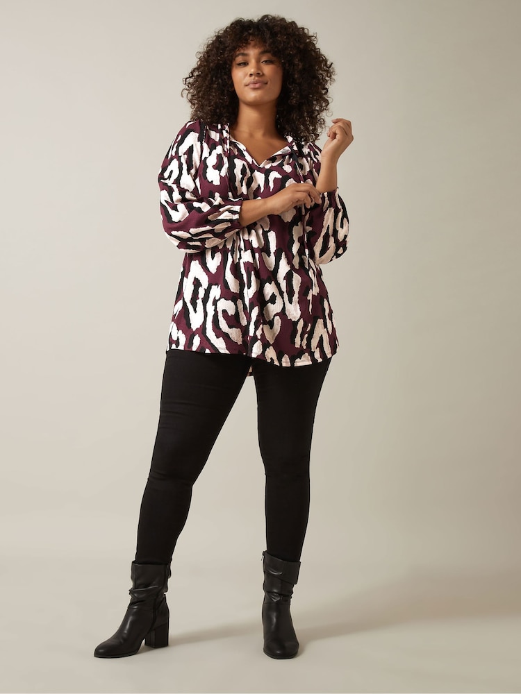 Evans Red Jersey Crepe Boho Top - Image 2 of 5