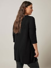 Evans 3/4 Sleeve Embellished Cut And Sew Black Top - Image 5 of 6