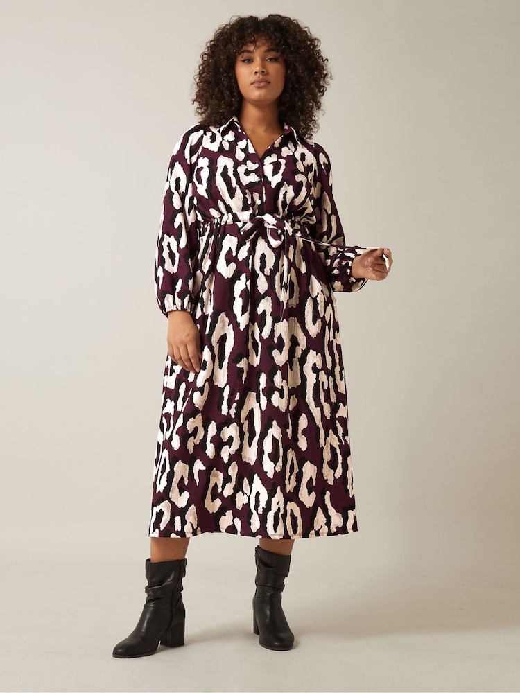 Evans Red Half Placket Dress With Gold Button - Image 1 of 5