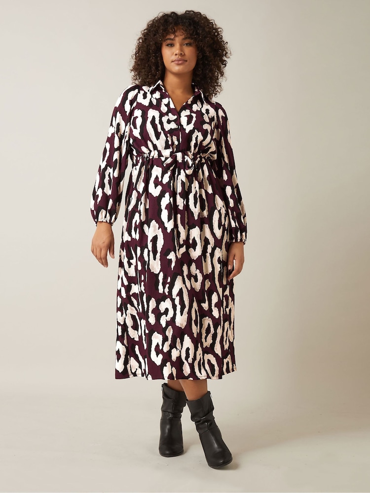 Evans Red Half Placket Dress With Gold Button - Image 2 of 5