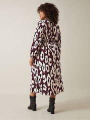 Evans Red Half Placket Dress With Gold Button - Image 3 of 5