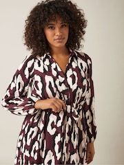 Evans Red Half Placket Dress With Gold Button - Image 4 of 5