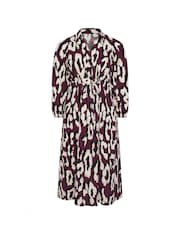 Evans Red Half Placket Dress With Gold Button - Image 5 of 5