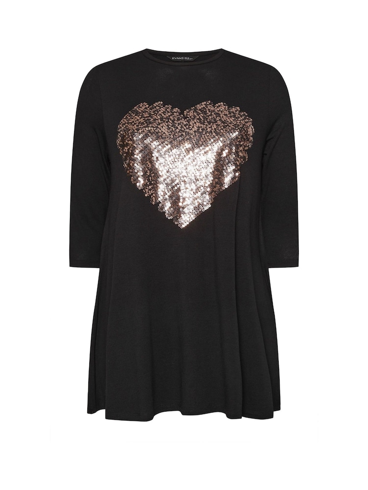 Evans 3/4 Sleeve Embellished Cut & Sew Black Top - Image 6 of 6 Evans 3/4 Sleeve Embellished Cut & Sew Black Top - Image 6 of 6