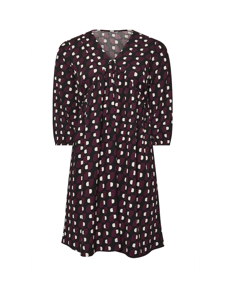 Evans Red Geometric Balloon Sleeve Dress - Image 5 of 5