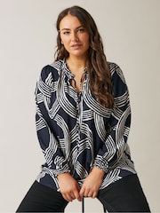 Evans Blue Jersey Crepe Boho Top - Image 1 of 5