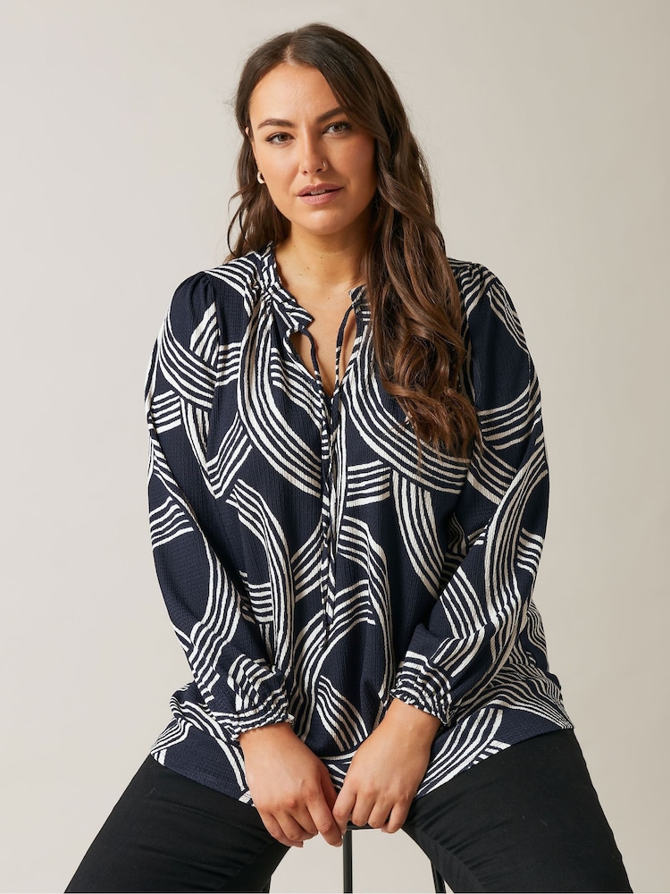 Evans Blue Jersey Crepe Boho Top - Image 1 of 5