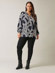 Evans Blue Jersey Crepe Boho Top - Image 3 of 5