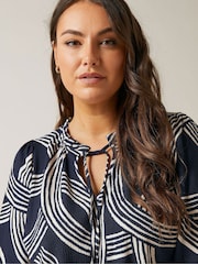 Evans Blue Jersey Crepe Boho Top - Image 4 of 5
