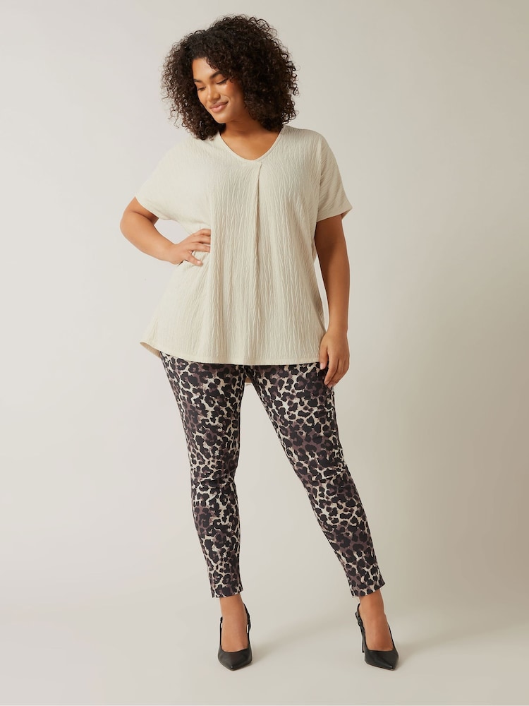 Evans Leopard Print Bengaline Brown Trousers - Image 2 of 5