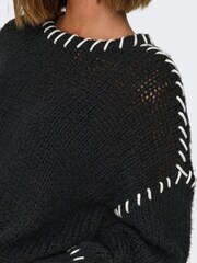 ONLY Black Contrast Stitch Knitted Jumper - Image 5 of 7