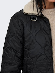 ONLY Black Padded Borg Jacket - Image 3 of 6