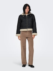 ONLY Black Padded Borg Jacket - Image 4 of 6