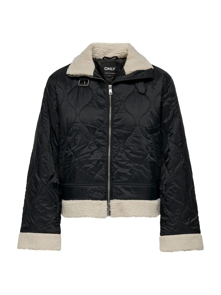ONLY Black Padded Borg Jacket - Image 6 of 6