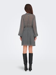 ONLY Black Long Sleeve Check Patterned Waisted Mini Dress - Image 2 of 7