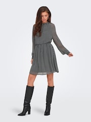 ONLY Black Long Sleeve Check Patterned Waisted Mini Dress - Image 3 of 7