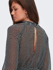 ONLY Black Long Sleeve Check Patterned Waisted Mini Dress - Image 4 of 7