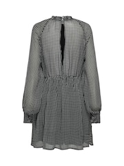 ONLY Black Long Sleeve Check Patterned Waisted Mini Dress - Image 7 of 7