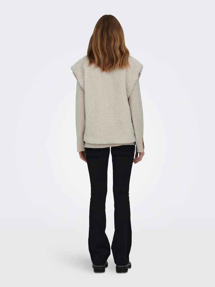 ONLY Cream Teddy Borg Gilet - Image 2 of 6