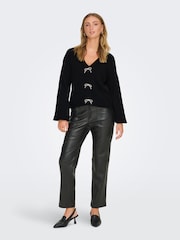 ONLY Black Long Sleeve Bow Embellished Cardigan - Image 3 of 6