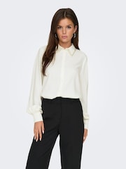 ONLY White Long Sleeve Embellished Collar Shirt - Image 1 of 7