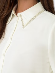 ONLY White Long Sleeve Embellished Collar Shirt - Image 2 of 7