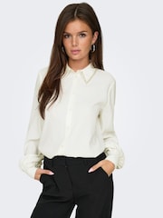ONLY White Long Sleeve Embellished Collar Shirt - Image 3 of 7