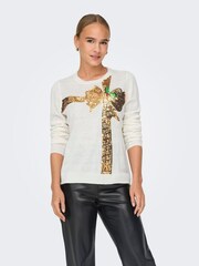 ONLY White Sequin Bow Knitted Christmas Jumper - Image 3 of 6