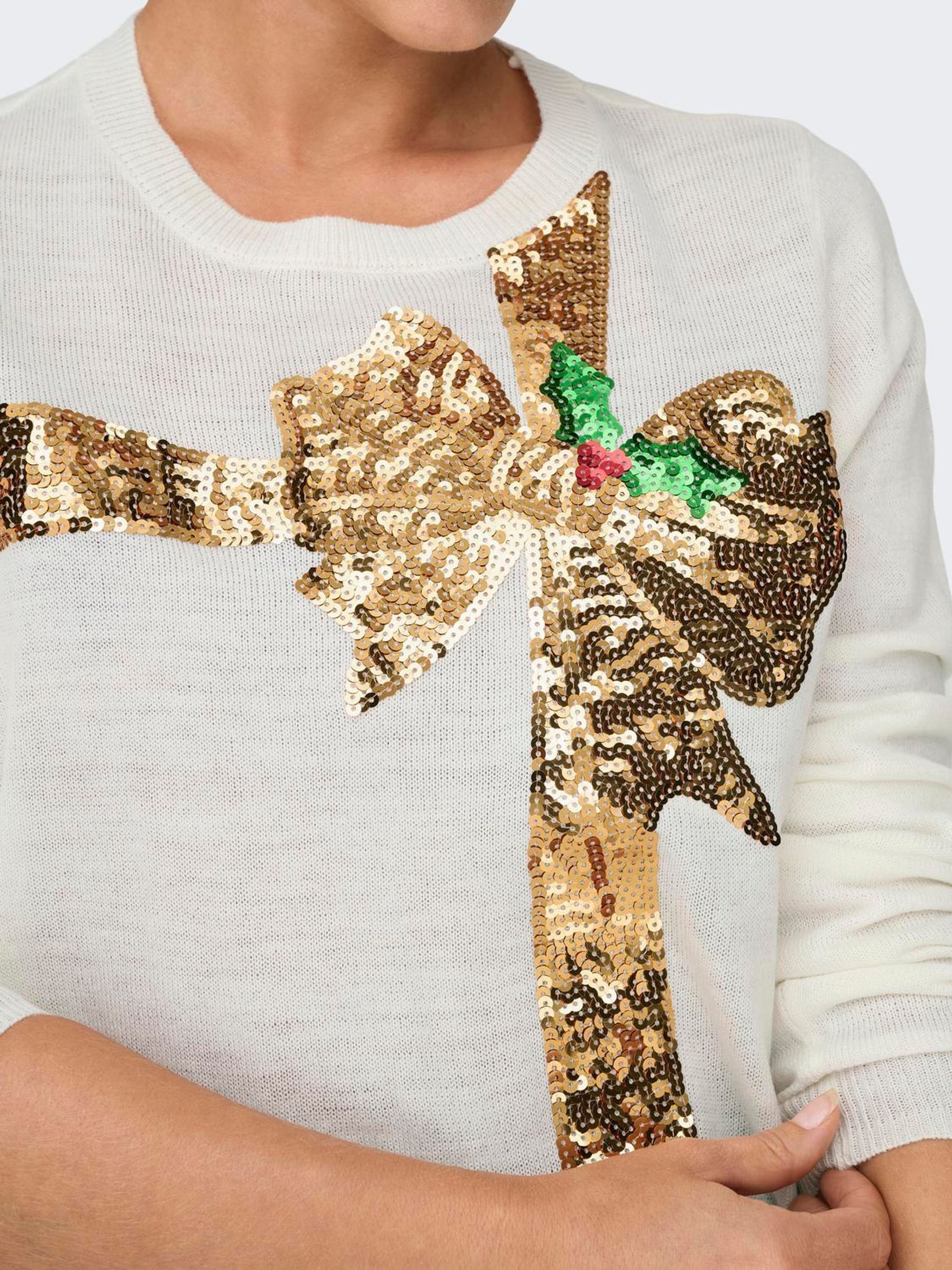 White christmas jumper with red sequin bow online