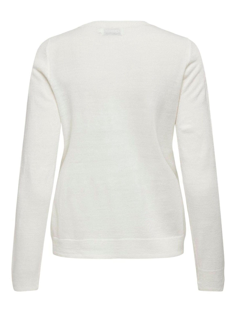 ONLY White Sequin Bow Knitted Christmas Jumper - Image 6 of 6