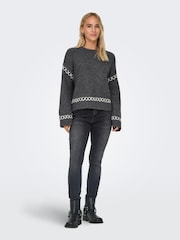 ONLY Grey Contrast Stitch Knitted Pullover Jumper - Image 4 of 7