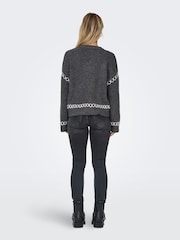 ONLY Grey Contrast Stitch Knitted Pullover Jumper - Image 5 of 7