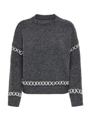 ONLY Grey Contrast Stitch Knitted Pullover Jumper - Image 7 of 7