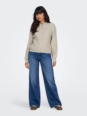 ONLY Cream Zip Front Knitted Cardigan - Image 3 of 7