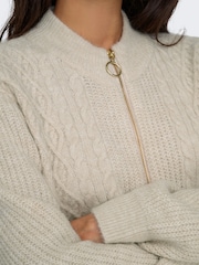 ONLY Cream Zip Front Knitted Cardigan - Image 5 of 7