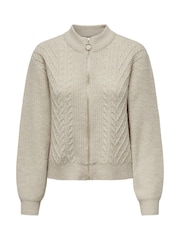 ONLY Cream Zip Front Knitted Cardigan - Image 6 of 7