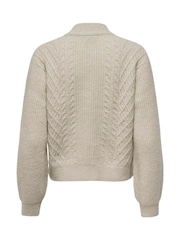 ONLY Cream Zip Front Knitted Cardigan - Image 7 of 7