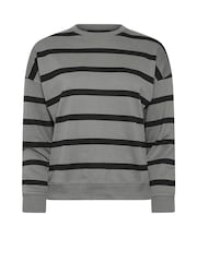 PixieGirl Petite Grey Stripe Crew Neck Sweatshirt - Image 5 of 5