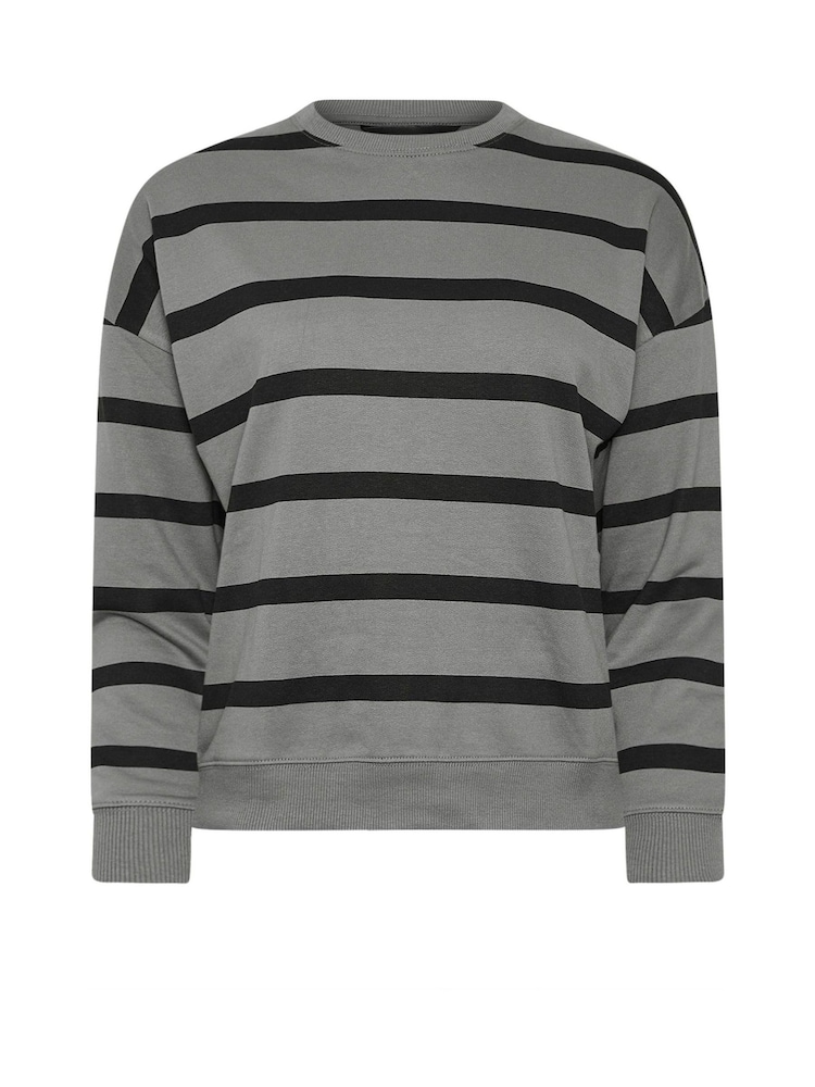 PixieGirl Petite Grey Stripe Crew Neck Sweatshirt - Image 5 of 5