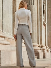 Sosandar White Pleat Front Satin Shirt - Image 3 of 5