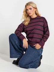 PixieGirl Petite Purple Stripe Crew Neck Sweatshirt - Image 1 of 6