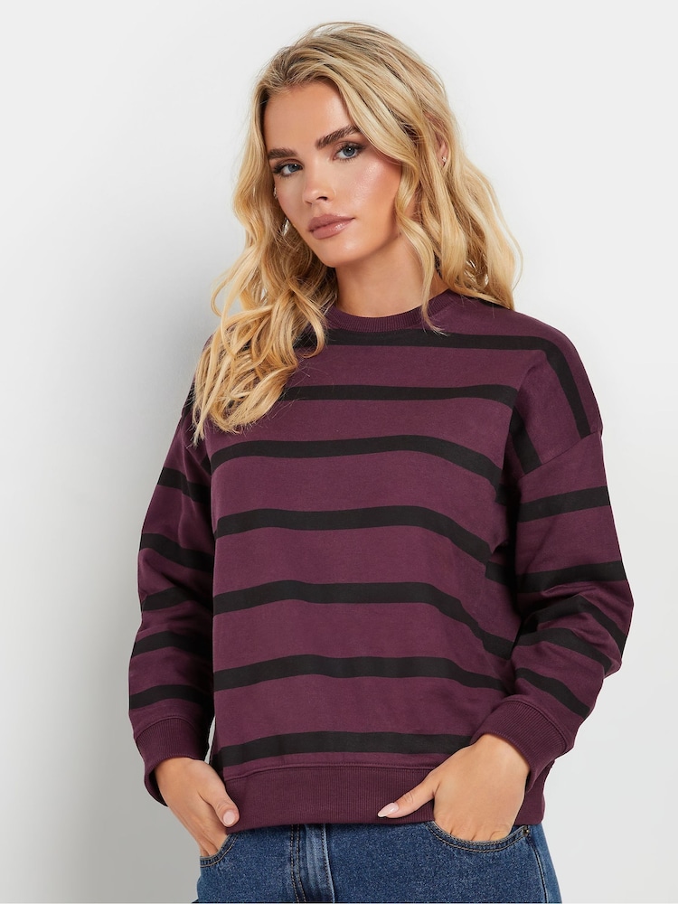 PixieGirl Petite Purple Stripe Crew Neck Sweatshirt - Image 2 of 6