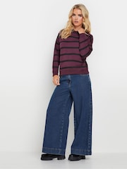 PixieGirl Petite Purple Stripe Crew Neck Sweatshirt - Image 3 of 6