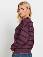 PixieGirl Petite Purple Stripe Crew Neck Sweatshirt - Image 4 of 6