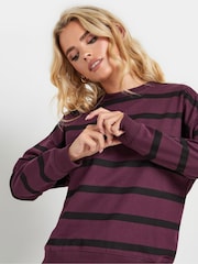 PixieGirl Petite Purple Stripe Crew Neck Sweatshirt - Image 5 of 6