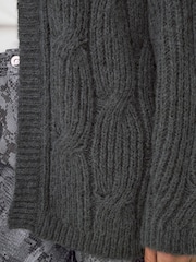 ONLY Grey Chunky Knitted Open Cardigan - Image 3 of 8
