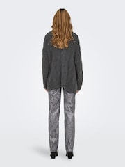 ONLY Grey Chunky Knitted Open Cardigan - Image 4 of 8