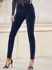 Sosandar Blue Tall Velvet Skinny Jeans - Image 6 of 6