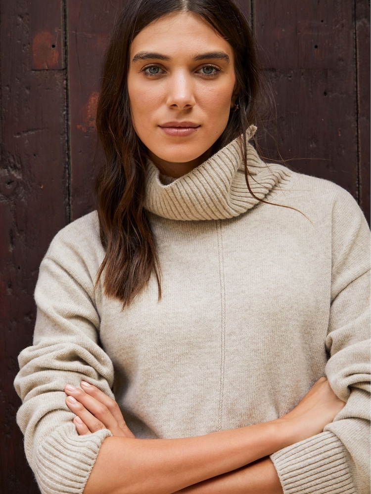 Baukjen Cream Asher Wool Blend Turtleneck Jumper - Image 2 of 5