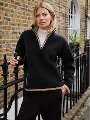 Baukjen Shelly Quarter Zip Recycled Black Fleece - Image 1 of 4